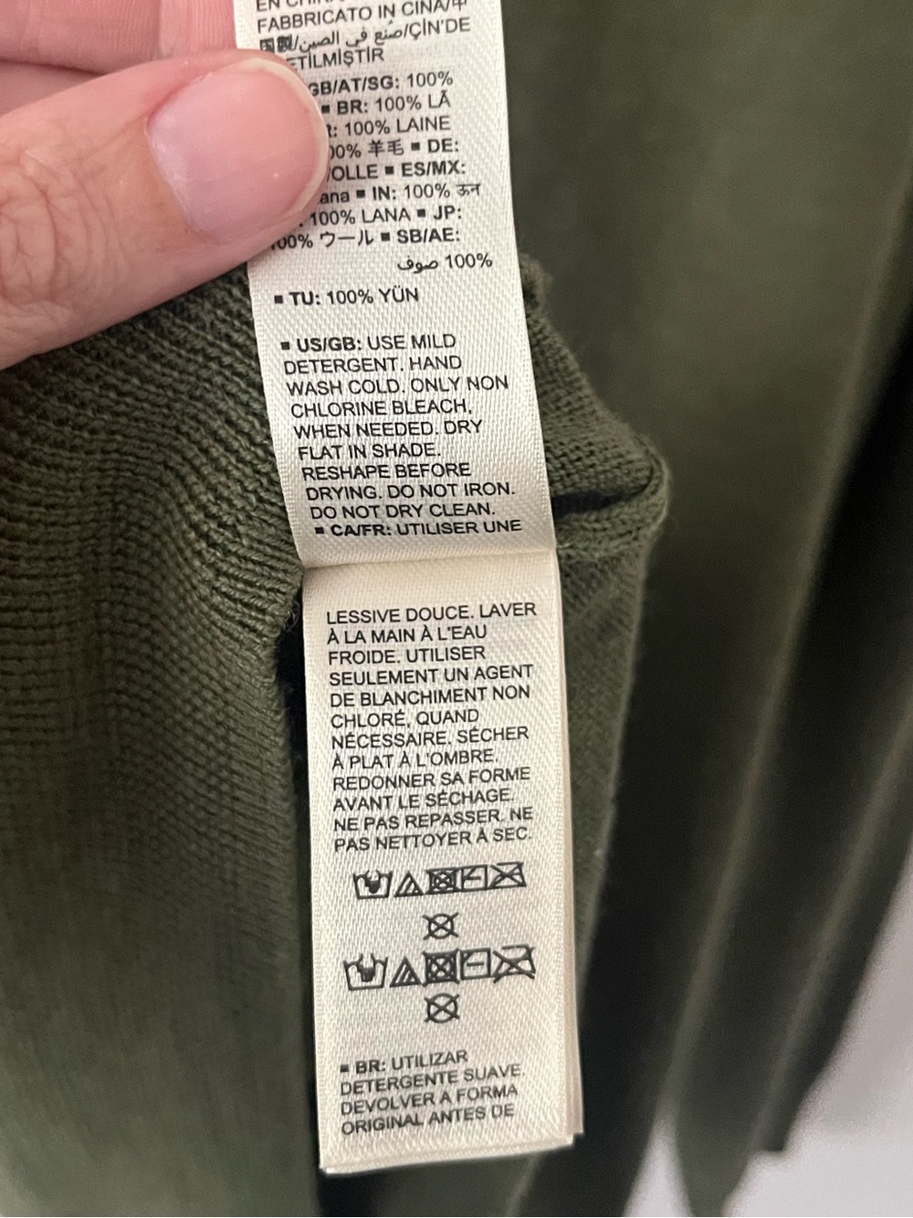 Goodthreads Men’s 100% Merino Wool Quarter Zip Green Sweater Large Tall - Picture 5 of 10